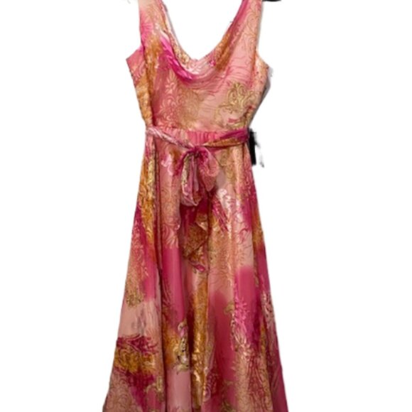NWT VICTOR COSTA Womens Pink Drape Silk Dress Size 12 Fairycore Balletcore Flowy - Picture 3 of 12